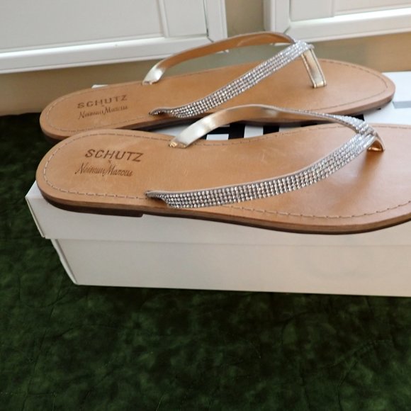 Rhinestone Sandals Thongs Schutz - Picture 1 of 6